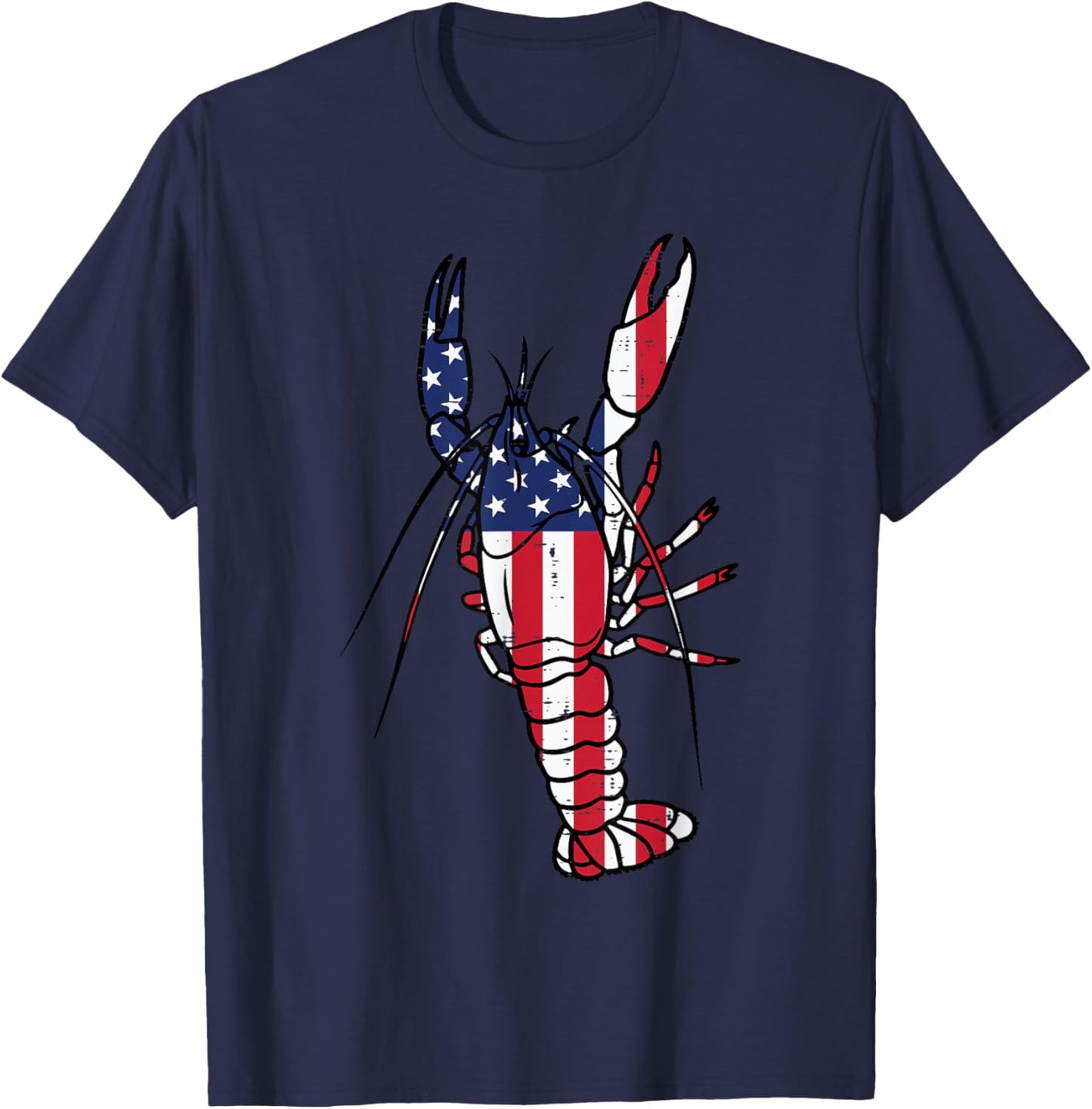 Crawfish US Flag Crayfish Lobster Patriotic Men Women Kids T-Shirt - T-Shirt | Navy