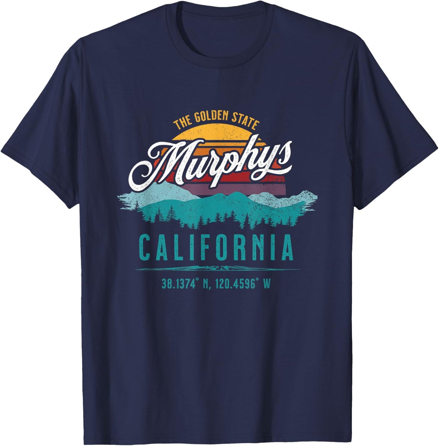 Retro Murphys California Mountains Sun Grunge Art Souvenir T-Shirt - T-Shirt | Navy