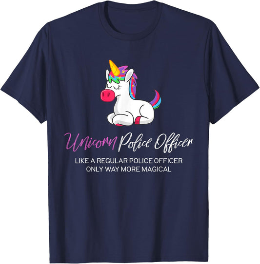 Police Unicorn Shirt, Police Officer Gifts T-Shirt - T-Shirt | Navy