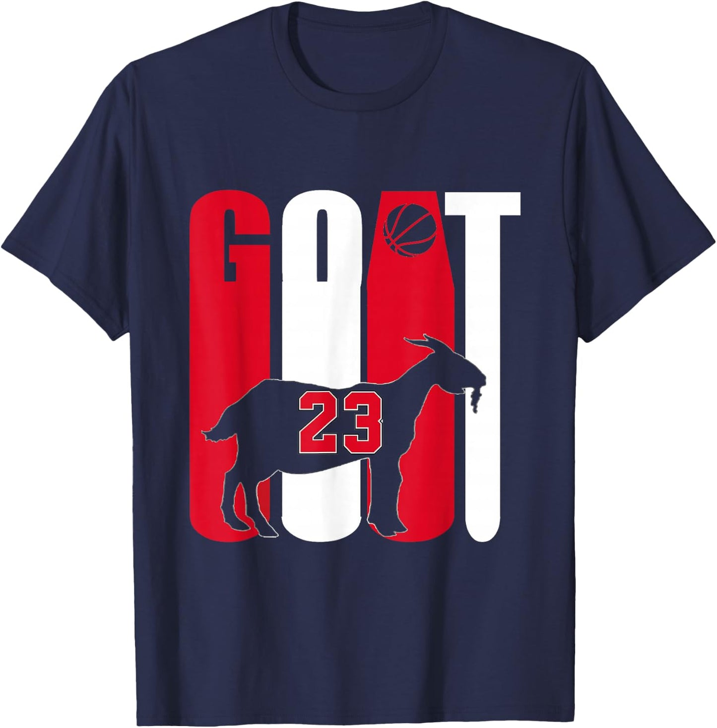 Goat (Greatest Of All Time) Basketball 23 T-Shirt - T-Shirt | Navy