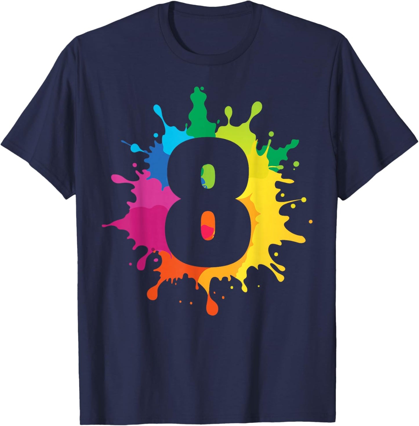 Kids 8 Years Old Painter Painting Art 8th Birthday Party T-Shirt - T-Shirt | Navy