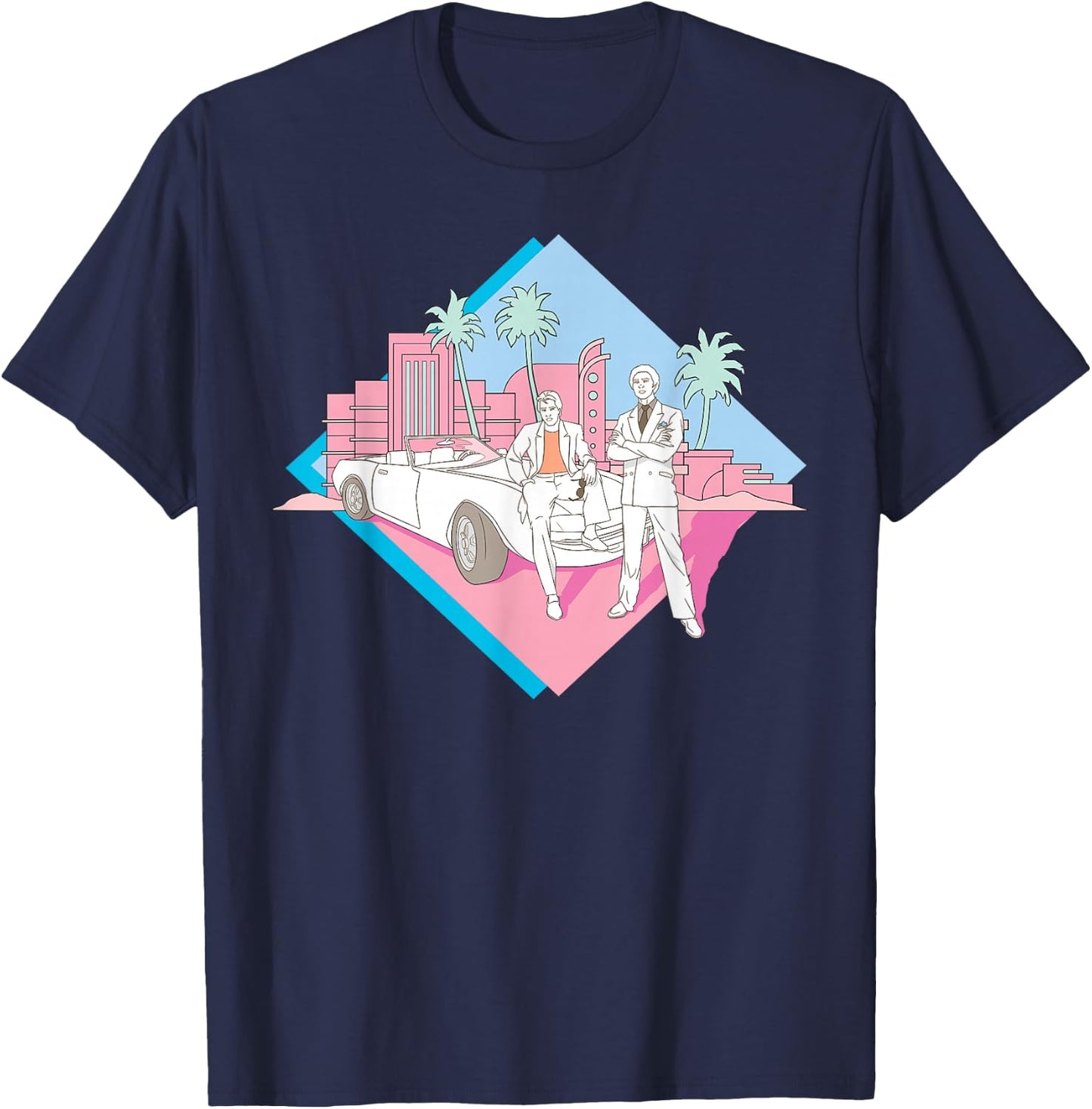 Miami Vice Corckett and Tubbs Posing T-Shirt - T-Shirt | Navy