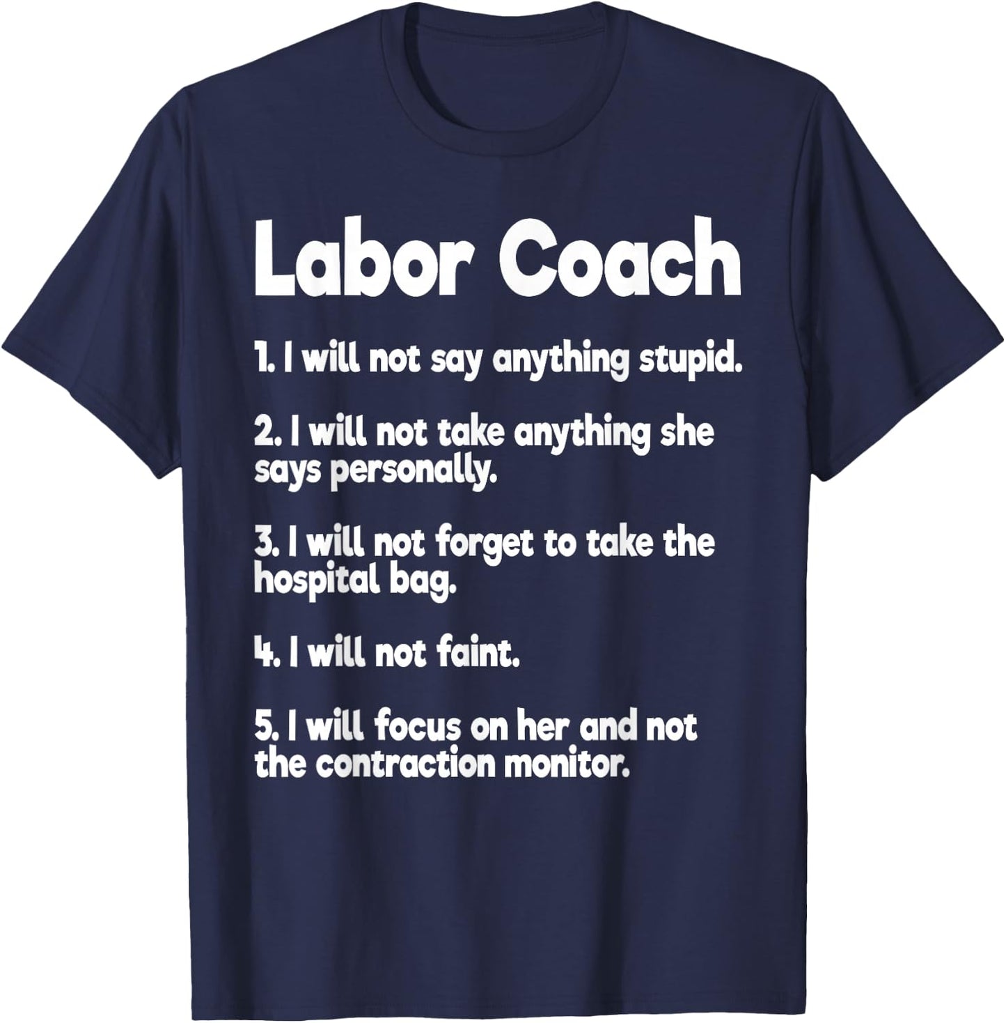 Labor Coach Expecting Dad Rules Papa Funny Baby T-Shirt - T-Shirt | Navy