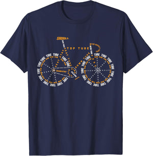 Cycling is Life Shirt, Bicycle Anatomy , Bike Shirt T-Shirt - T-Shirt | Navy