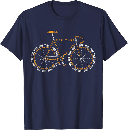 Cycling is Life Shirt, Bicycle Anatomy , Bike Shirt T-Shirt - T-Shirt | Navy