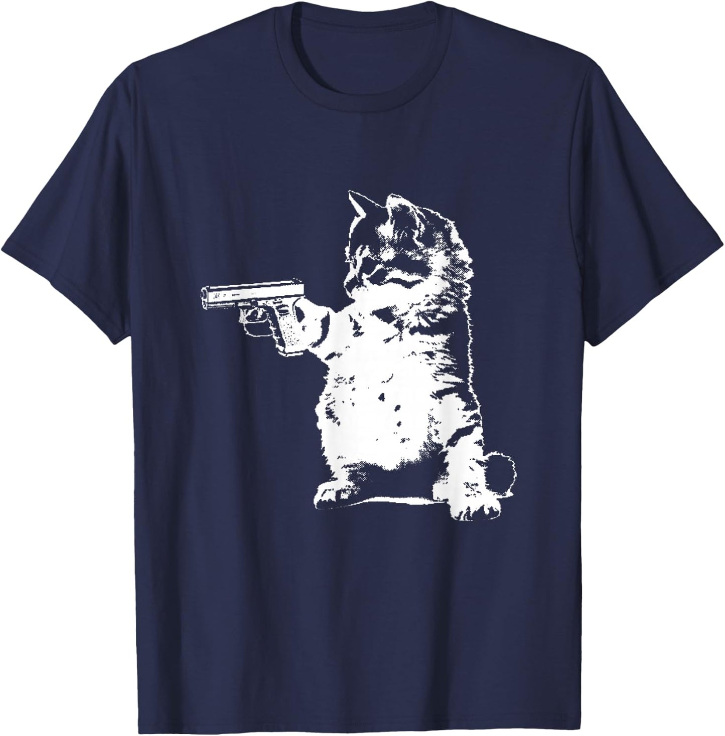 Gun kitty funny cat T-Shirt - T-Shirt | Navy