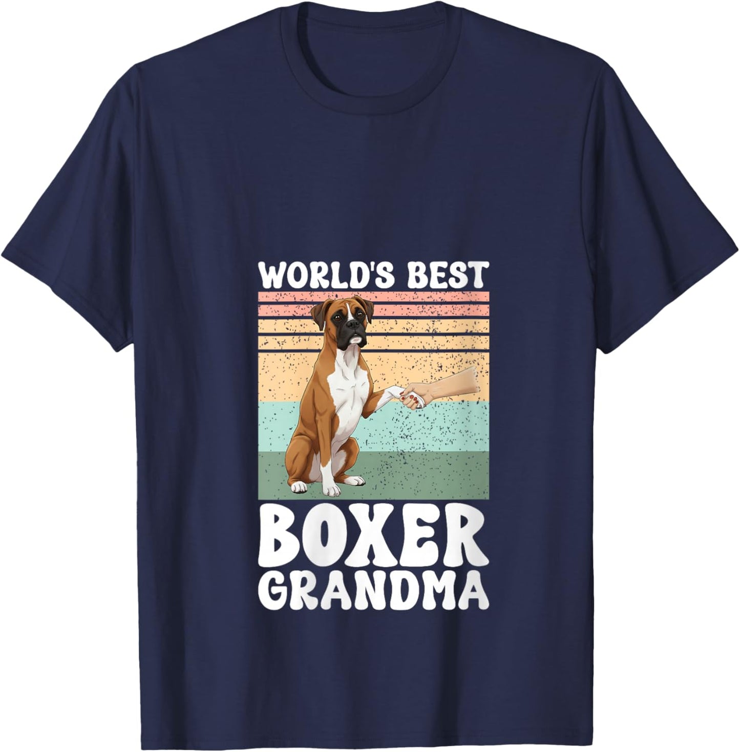 Women's World's Best Boxer Grandma Boxer Grandmother V-Neck T-Shirt - T-Shirt | Navy