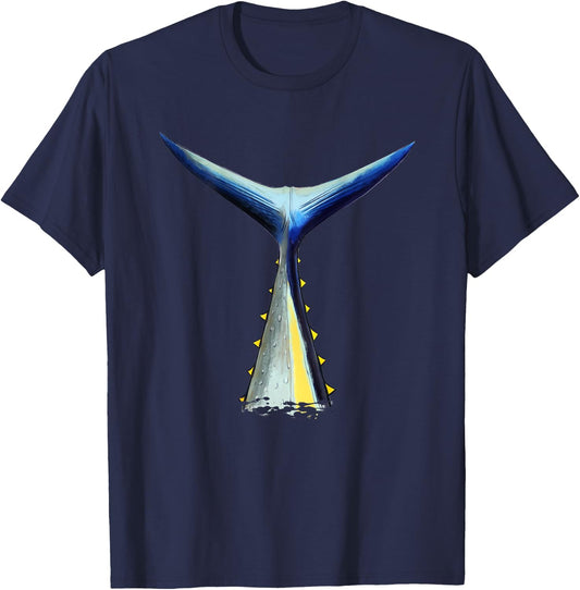 BACK PRINT Deep Sea Fishing | Tuna Tail | Bluefin Tuna T-Shirt - T-Shirt | Navy