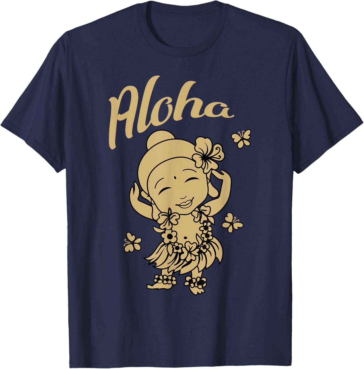 Aloha Buddha Funny Hawaiian Buddhist Yoga Meditation T-Shirt - T-Shirt | Navy