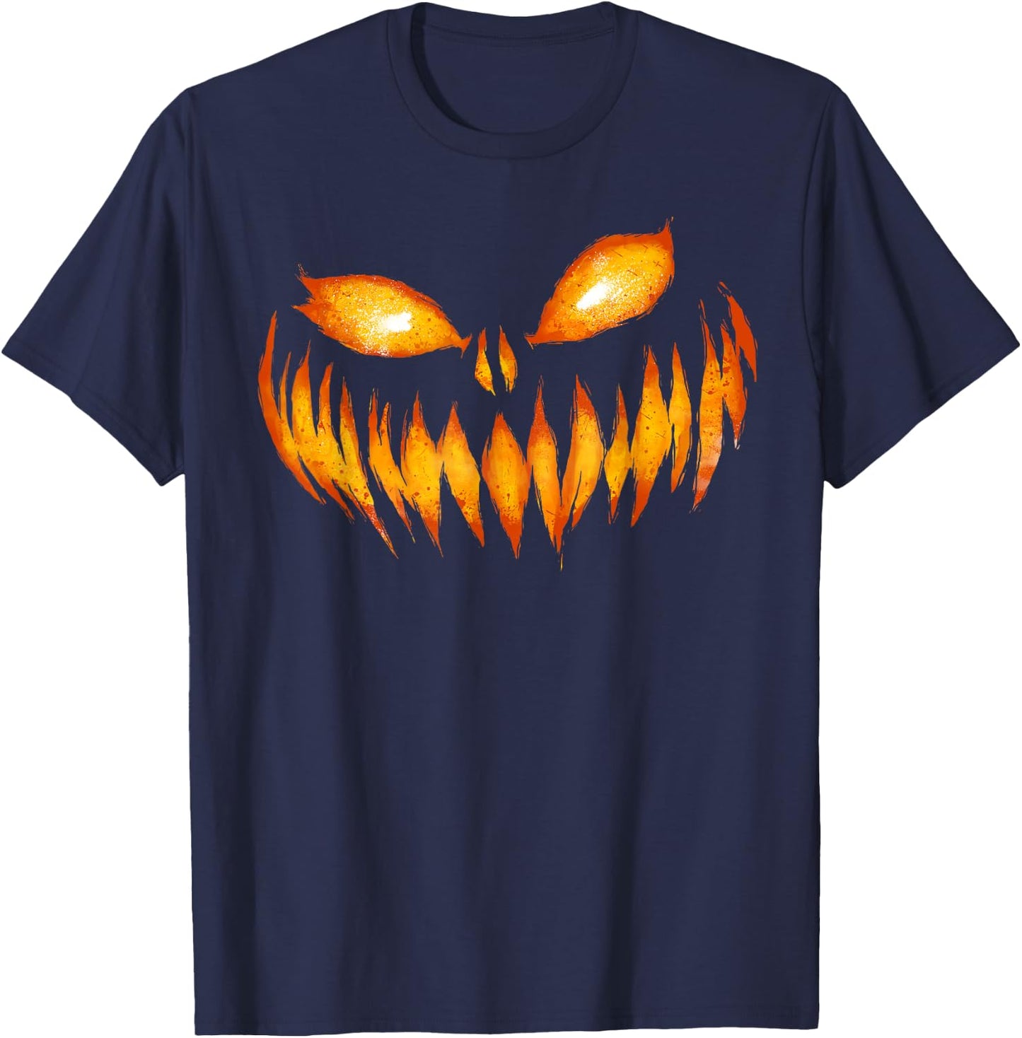 Jack O Lantern Scary Carved Pumpkin Face Halloween Costume T-Shirt - T-Shirt | Navy