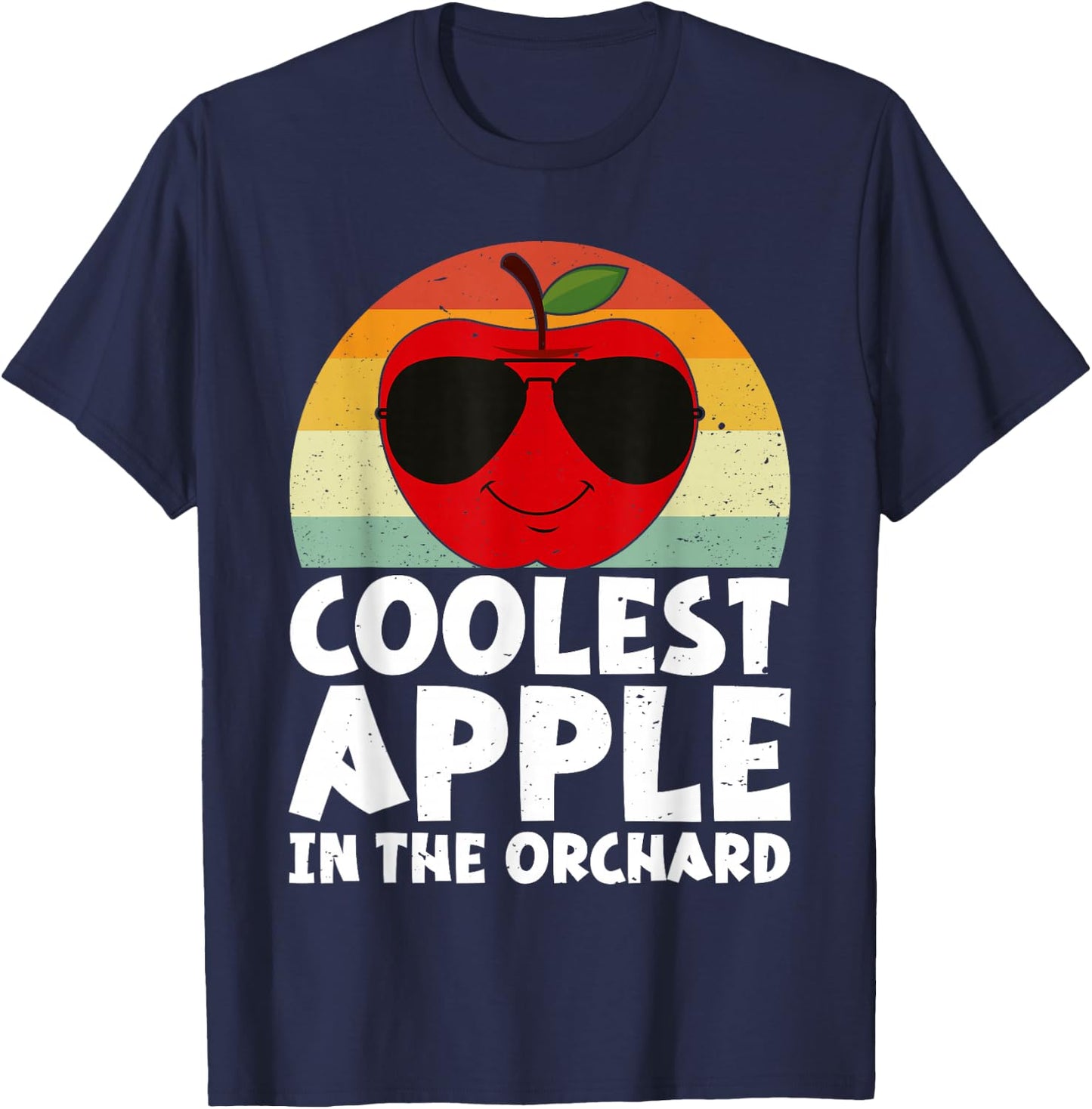 Retro Coolest Apple in The Orchard | Apple Picking Season T-Shirt - T-Shirt | Navy