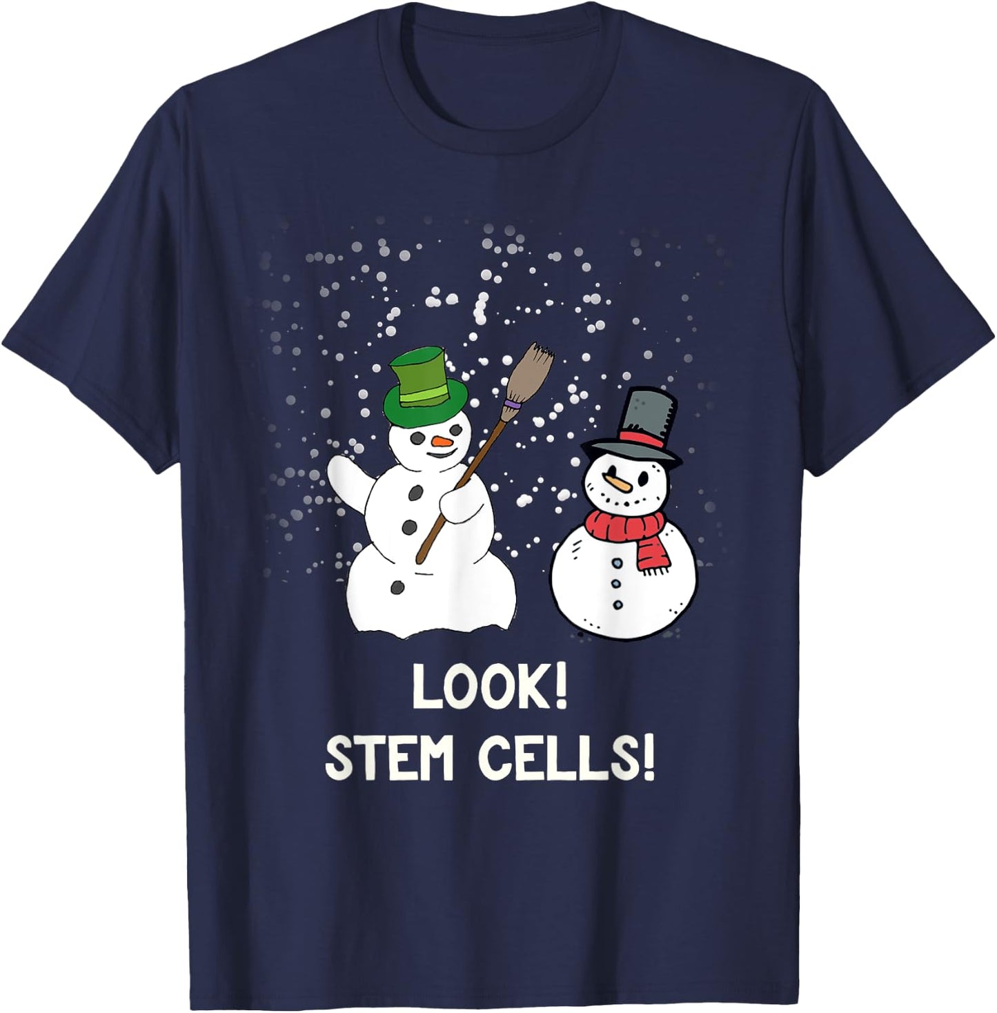 Funny Snowman Christmas Science Xmas Biology Snow Stem Cells T-Shirt - T-Shirt | Navy
