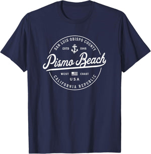 NAUTICAL Anchor Pismo Beach California Travel Vacation T-Shirt - T-Shirt | Navy