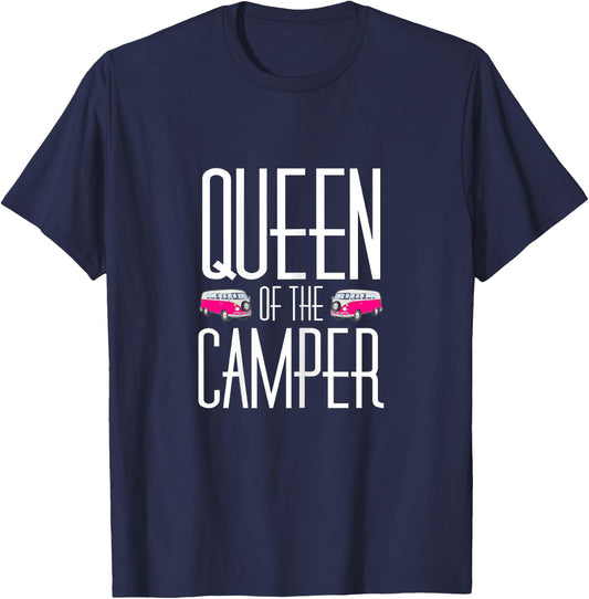 Queen of the Camper mom grandma aunt camping funny T-Shirt - T-Shirt | Navy