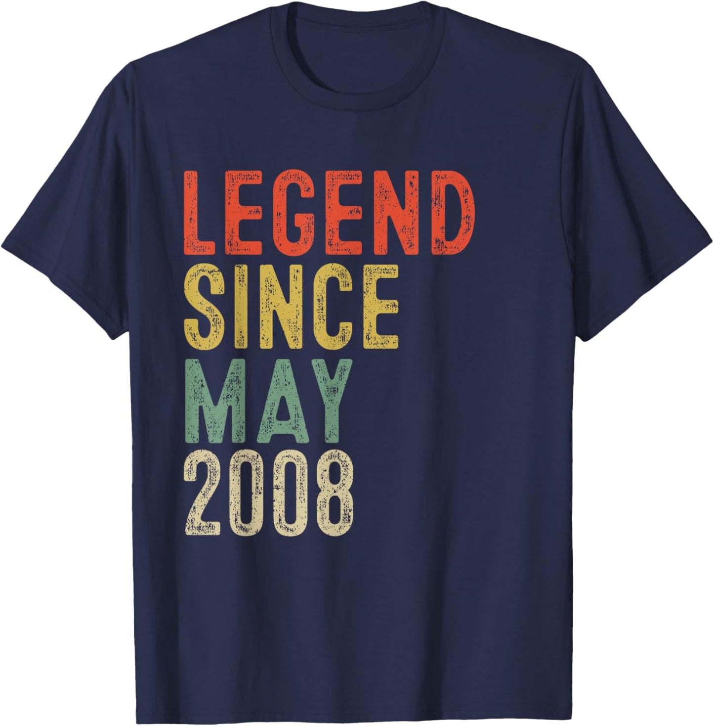 Legend Since May 2008 17th Birthday Gifts 17 Year Old T-Shirt - T-Shirt | Navy