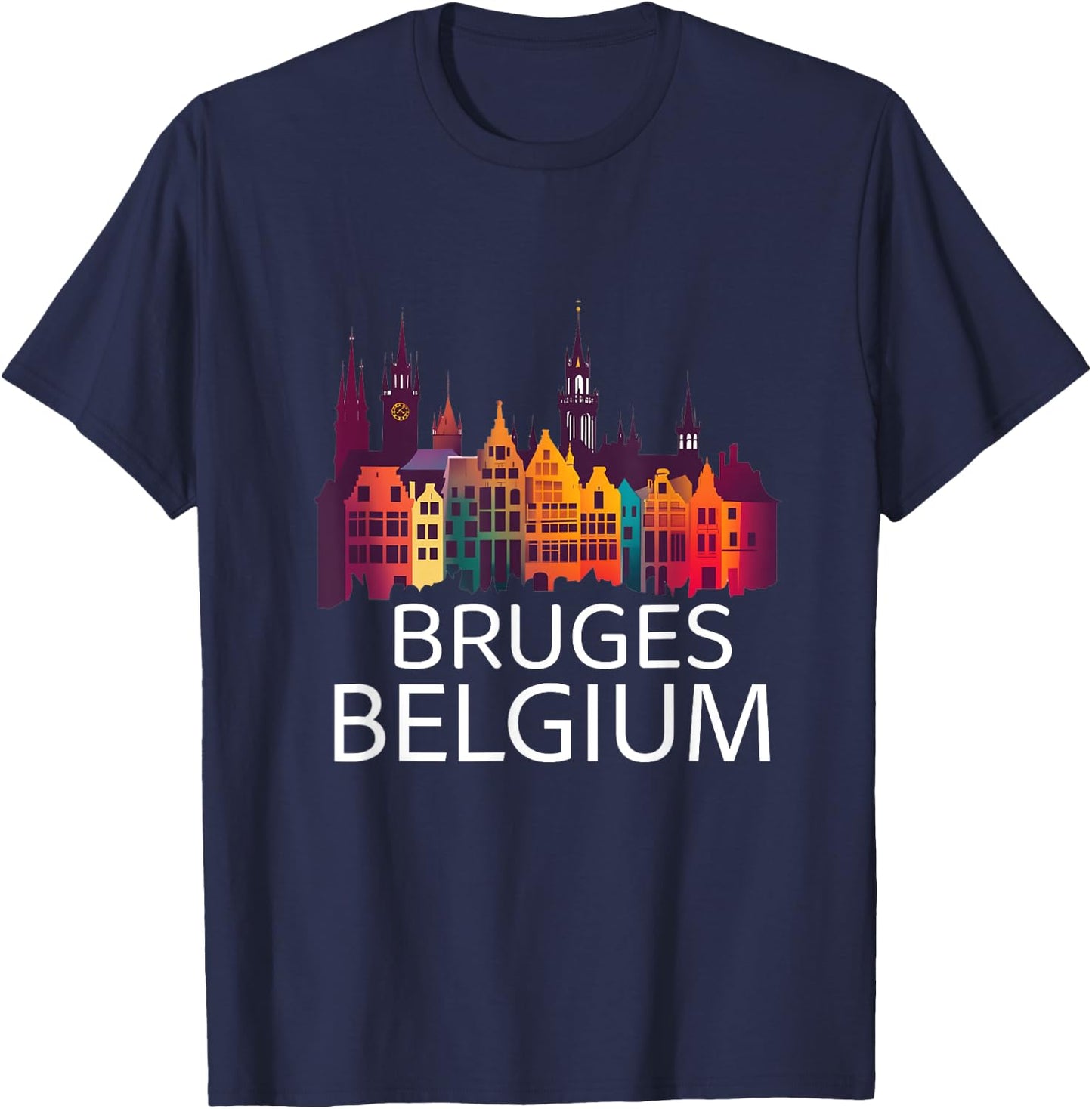 Bruges Belgium Souvenir Vacation Men Women Belgian Pride T-Shirt - T-Shirt | Navy