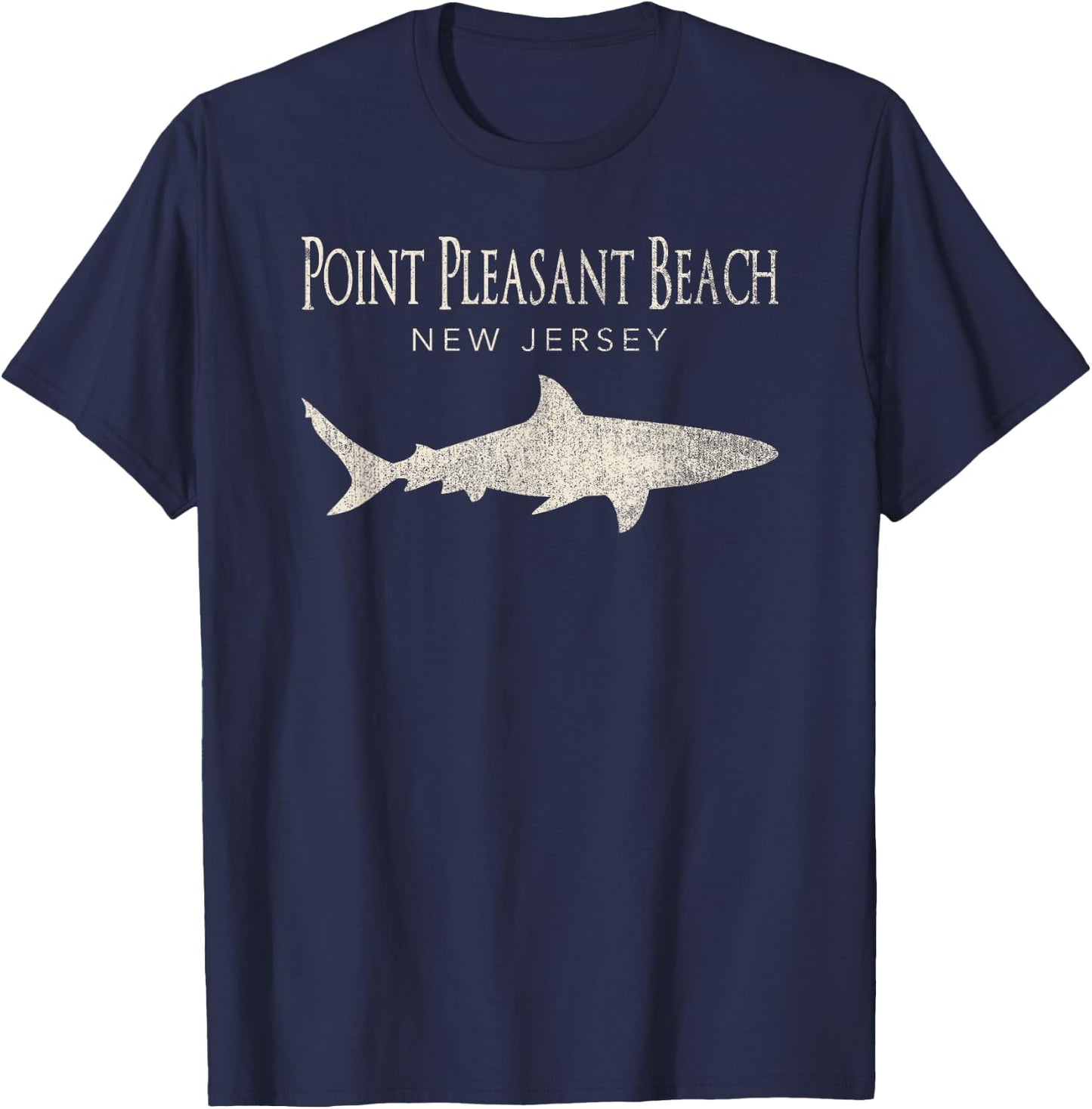 Retro Point Pleasant Beach NJ Shark T-Shirt - T-Shirt | Navy