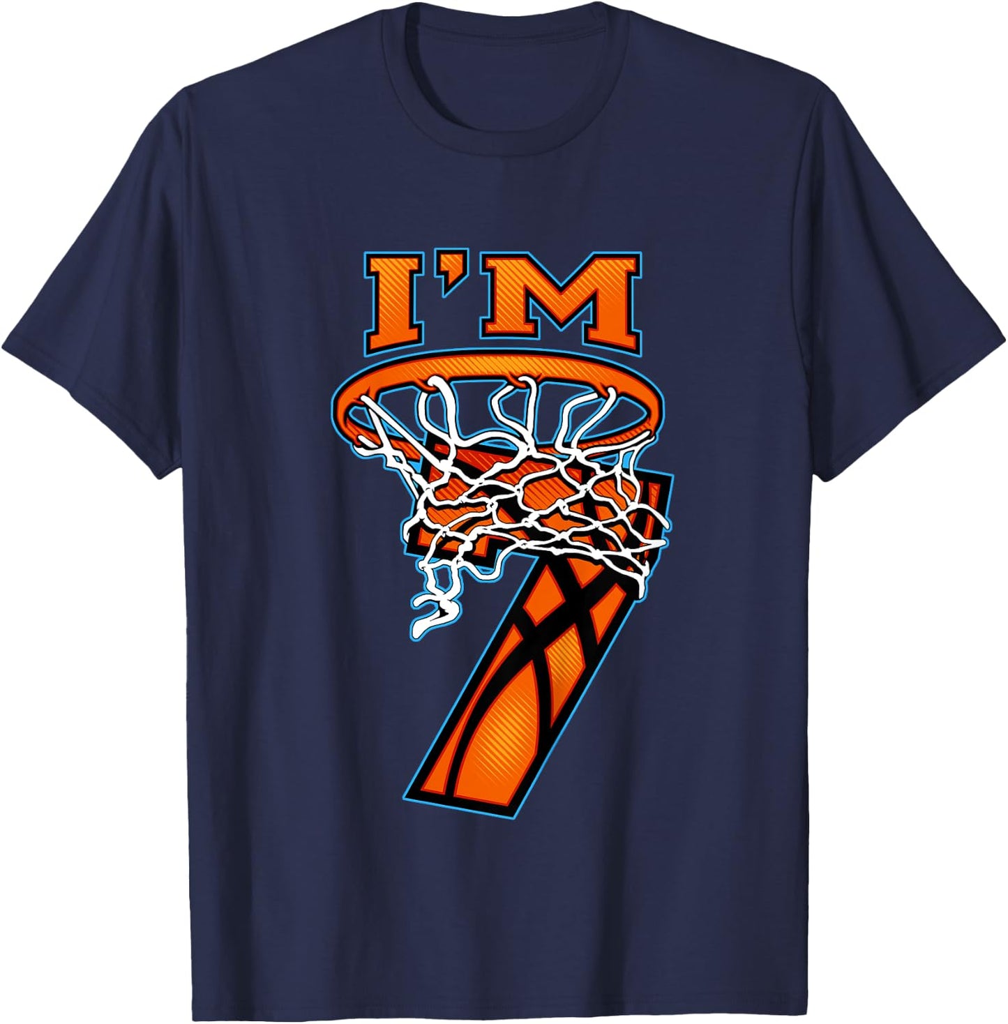 Basketball I'm 7 Boy Girl 7th Birthday Gift T-Shirt - T-Shirt | Navy