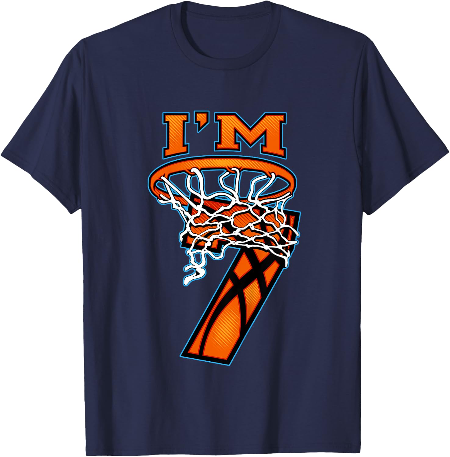 Basketball I'm 7 Boy Girl 7th Birthday Gift T-Shirt - T-Shirt | Navy
