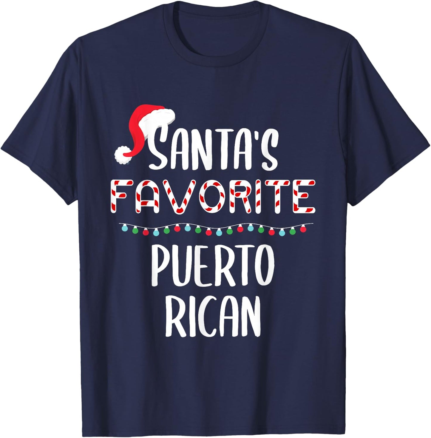 Santas Favorite Puerto Rican Pajamas Christmas Xmas T-Shirt - T-Shirt | Navy