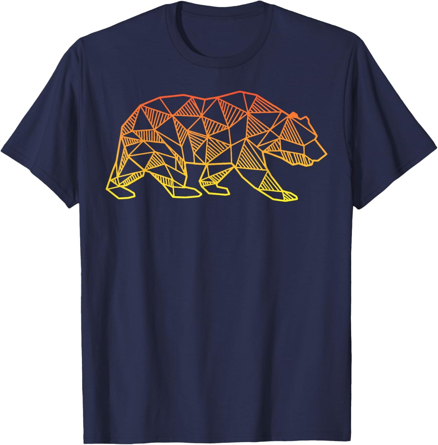 Geometric Bear Retro T Shirt Wild Alaska Mountain Animal T-Shirt - T-Shirt | Navy
