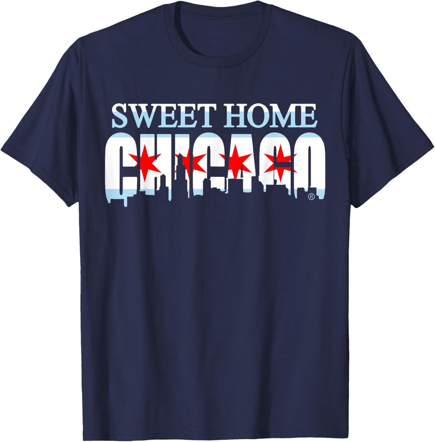 Sweet Home Chicago Flag Skyline Men Women Kids T-Shirt - T-Shirt | Navy