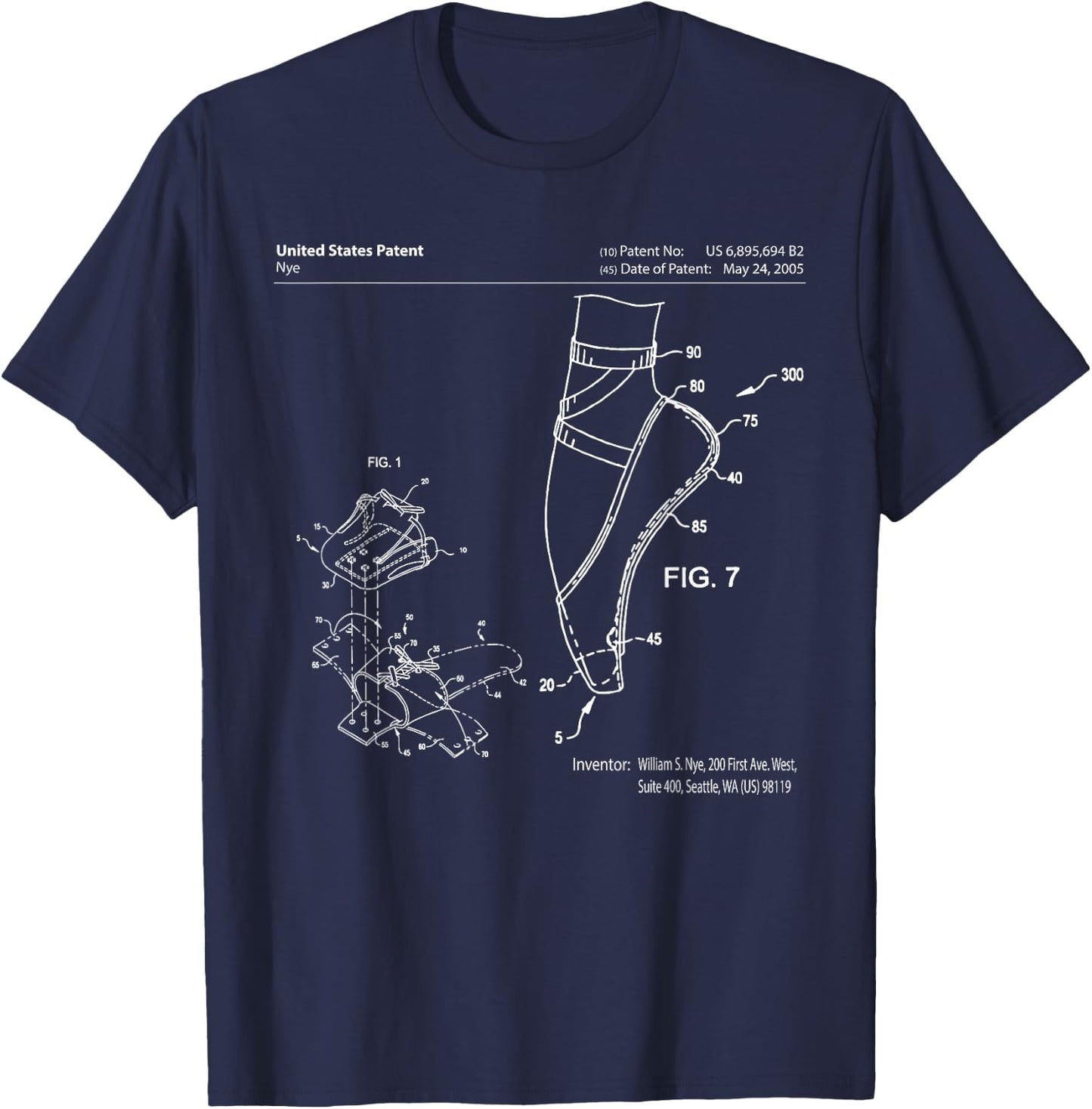 Ballet Shoe Patent Pointe Dance Studio T-Shirt - T-Shirt | Navy