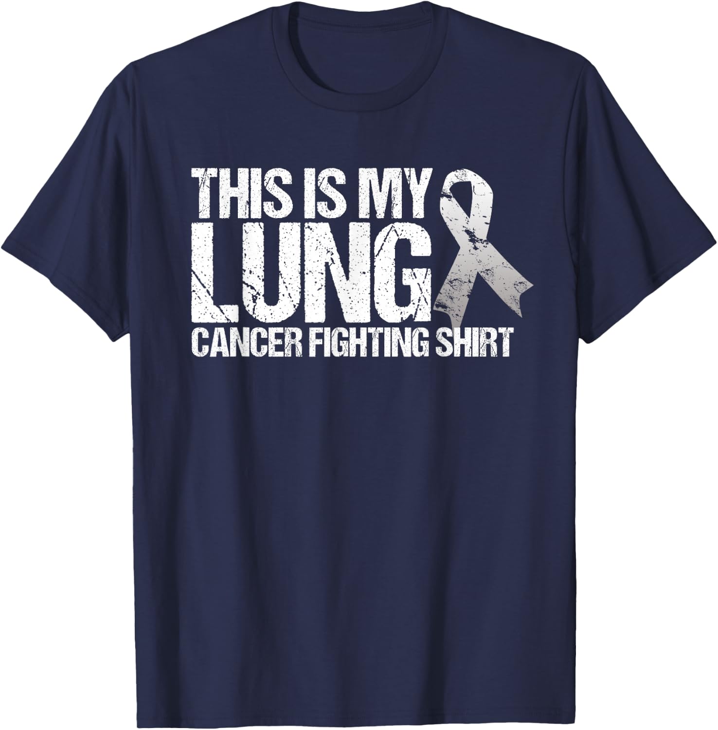 This Is My Lung Cancer Fighting- Lung Cancer Awareness T-Shirt - T-Shirt | Navy