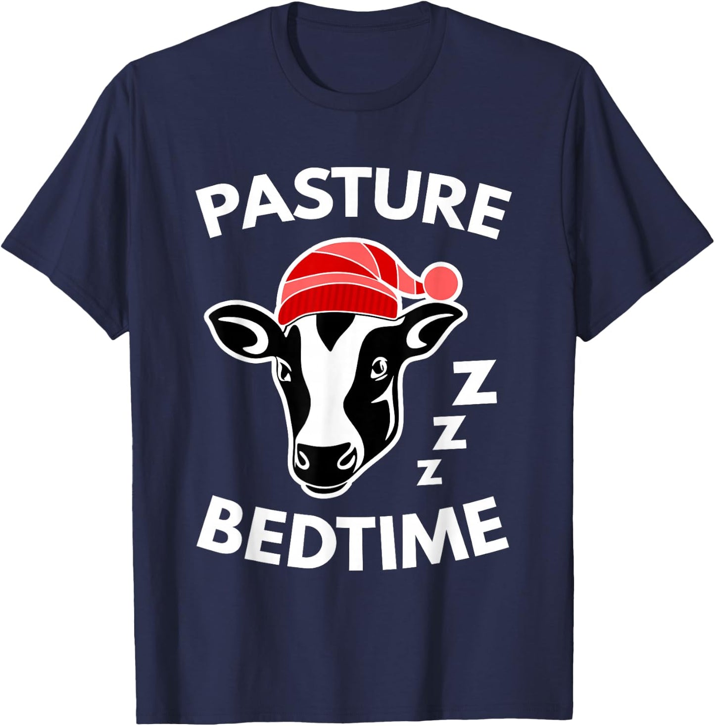 Pasture Bedtime Shirt Funny Cute Cow Pajamas Gift T-Shirt - T-Shirt | Navy