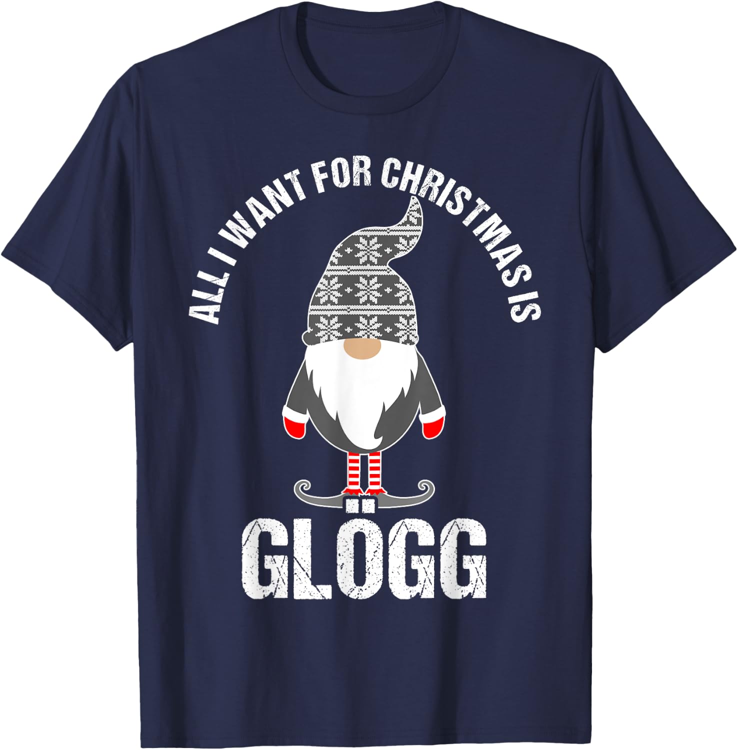 Scandinavian Glogg Tomte Christmas Drinking T-Shirt - T-Shirt | Navy