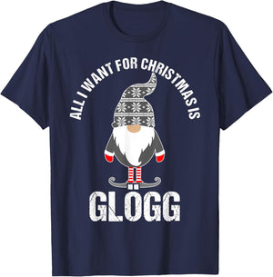 Scandinavian Glogg Tomte Christmas Drinking T-Shirt - T-Shirt | Navy