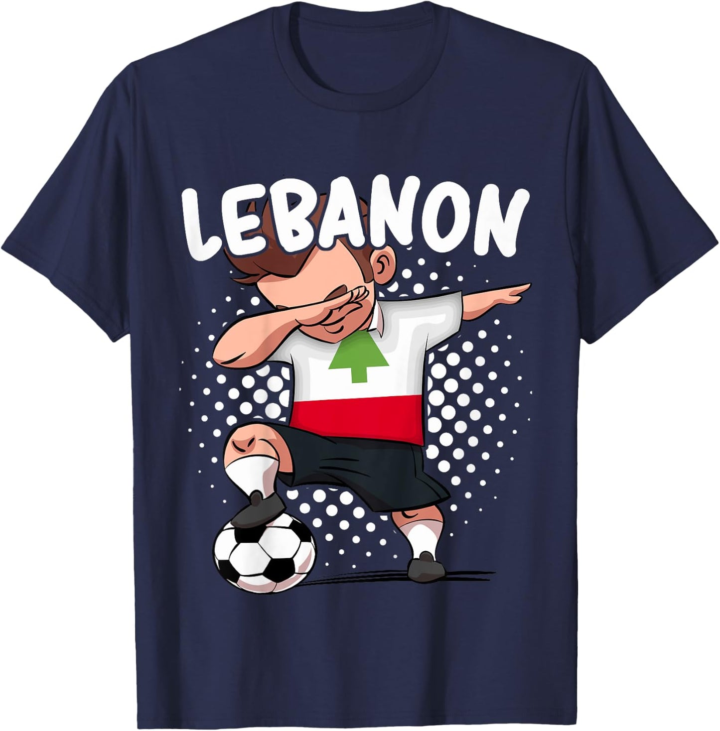 Kids Funny Soccer Dab Shirt for Boys Lebanon Soccer Lebanese Gift T-Shirt - T-Shirt | Navy