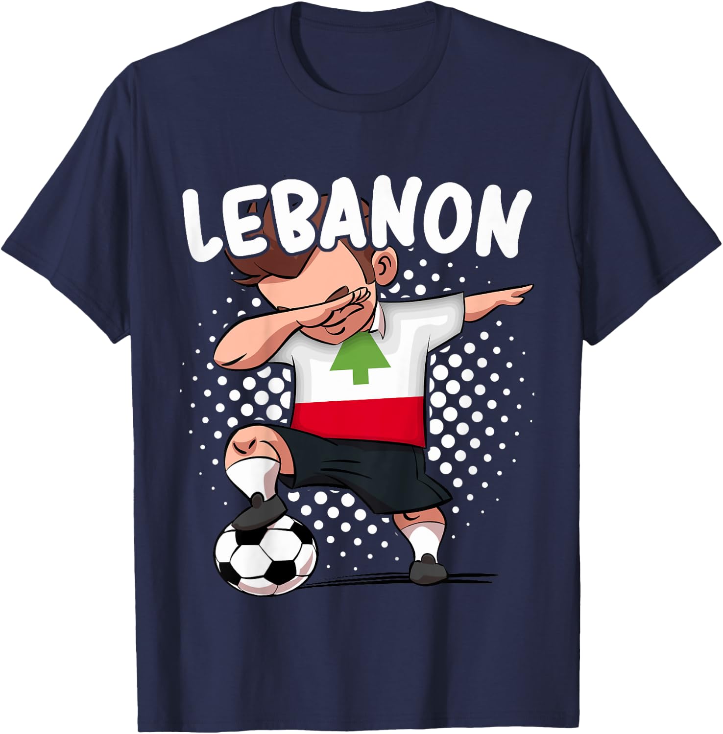 Kids Funny Soccer Dab Shirt for Boys Lebanon Soccer Lebanese Gift T-Shirt - T-Shirt | Navy
