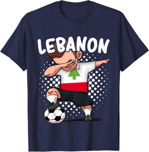 Kids Funny Soccer Dab Shirt for Boys Lebanon Soccer Lebanese Gift T-Shirt - T-Shirt | Navy