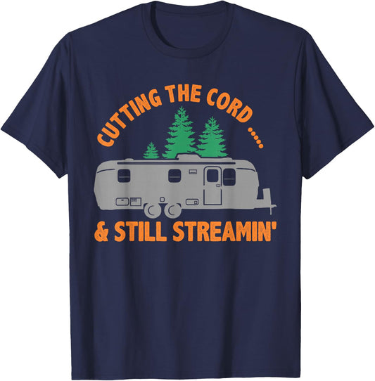 Airstream T Shirt, Cutting the Cord...& still Streamin' T-Shirt - T-Shirt | Navy