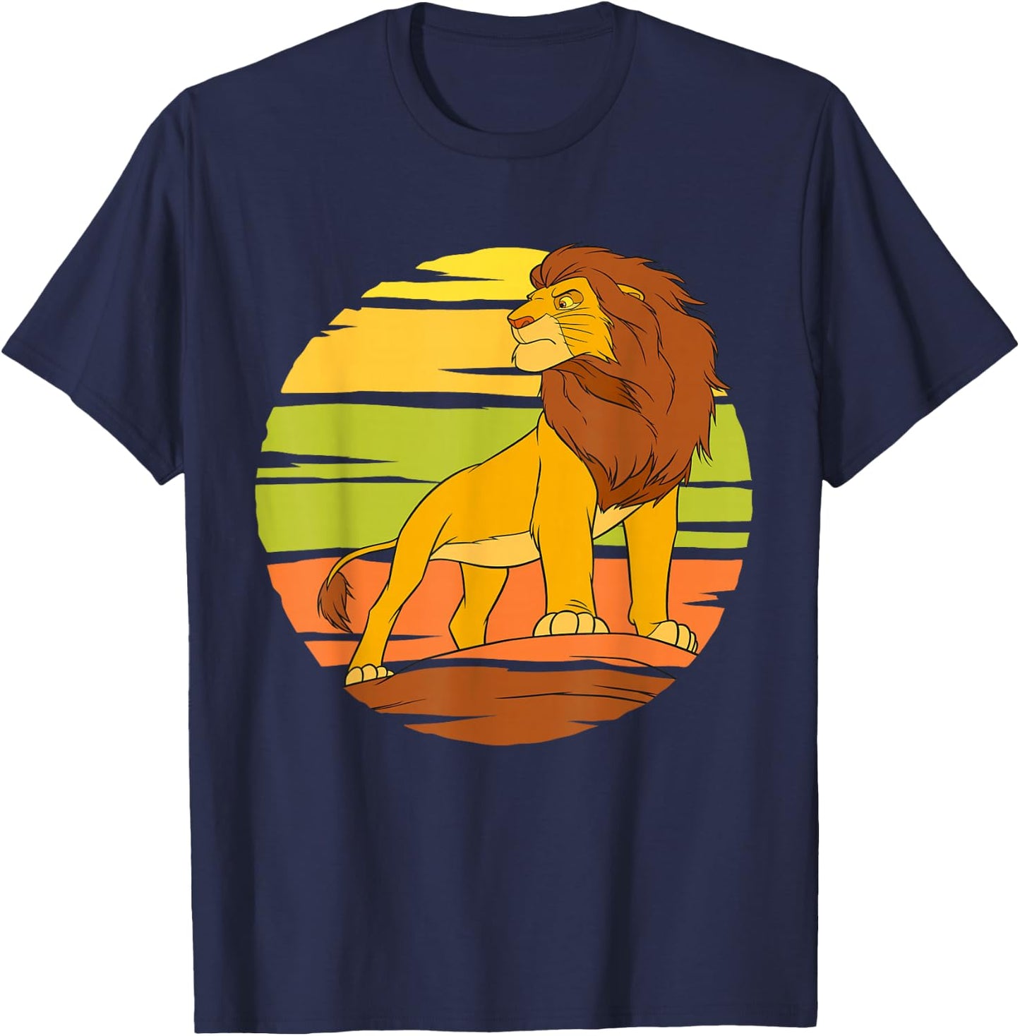 Disney The Lion King Adult Simba Pride Rock Sun T-Shirt - T-Shirt | Navy