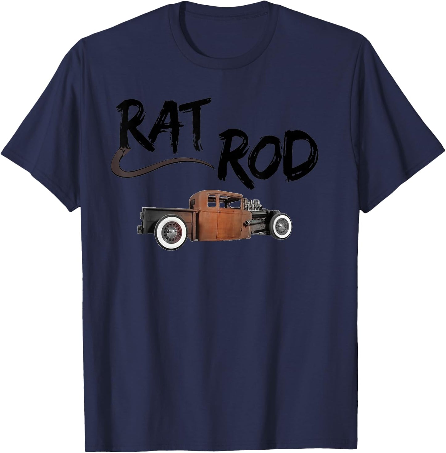 Rat Rod, Classic, Vintage Hot Rod T-Shirt - T-Shirt | Navy