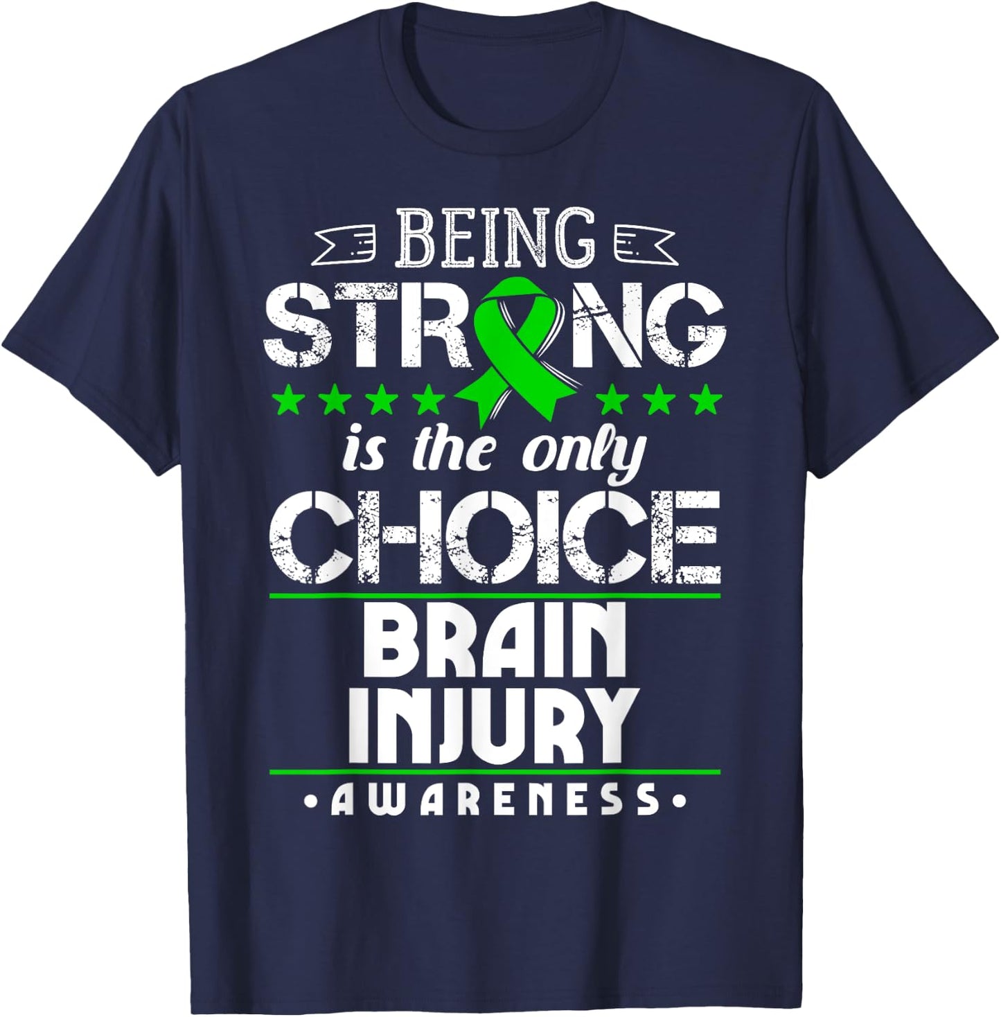 Brain Trauma Gift TBI Intracranial Injury Awareness Ribbon T-Shirt - T-Shirt | Navy