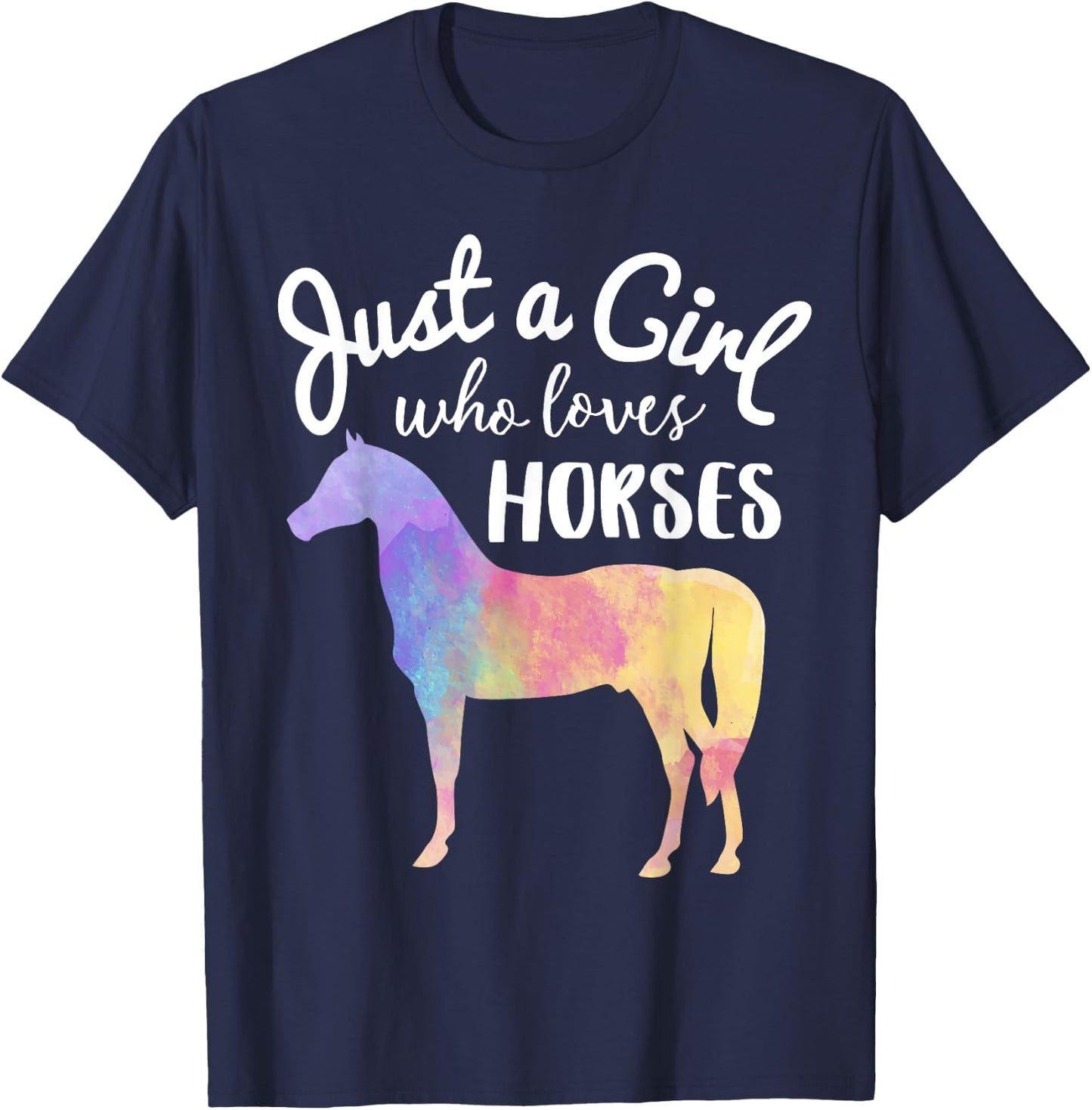 Just A Girl Who Loves Horses Shirt Horse Racing Riding Gift T-Shirt - T-Shirt | Navy