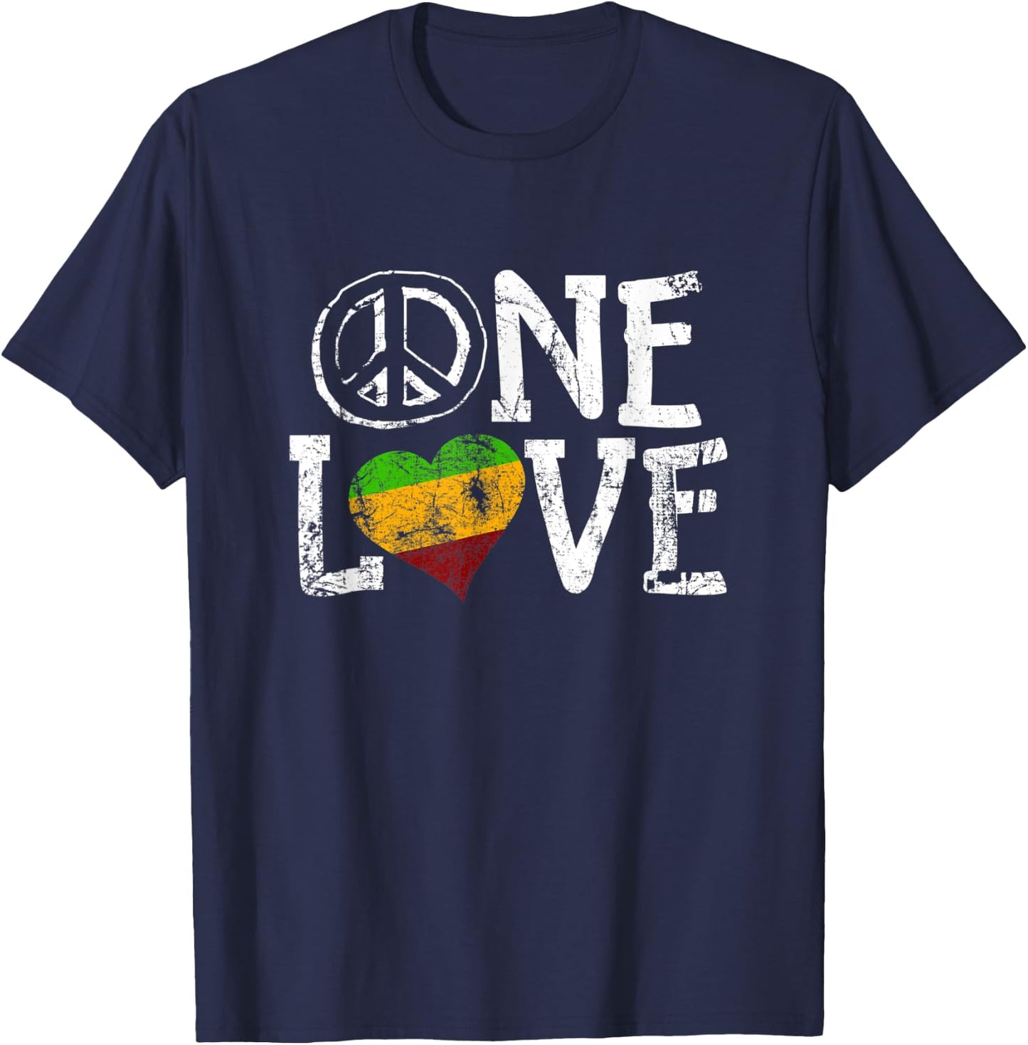 One Love Rastafari Shirt Africa Retro Vintage T-Shirt - T-Shirt | Navy