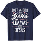 Just A Girl Who Loves Llamas And Jesus Llama T-Shirt - T-Shirt | Navy