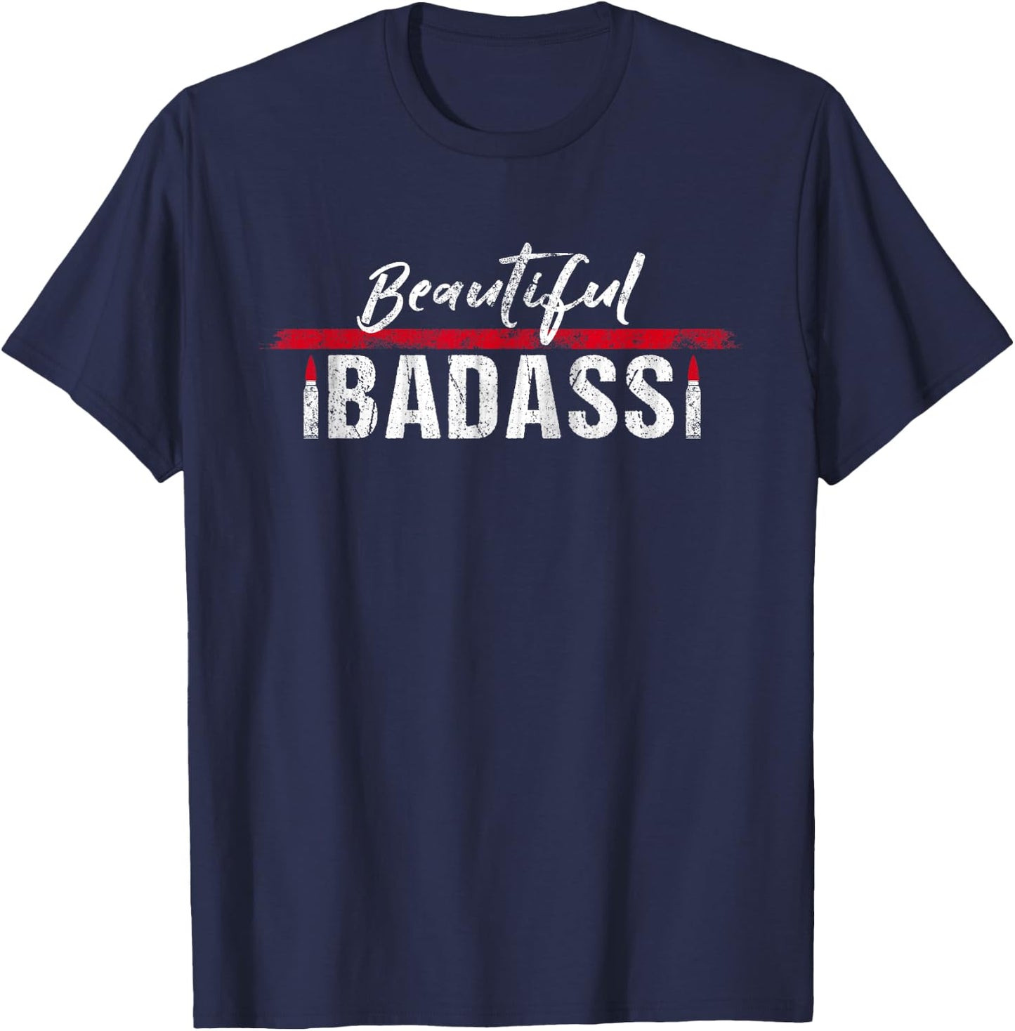 Beautiful Badass Lipstick Ammo T-Shirt - T-Shirt | Navy