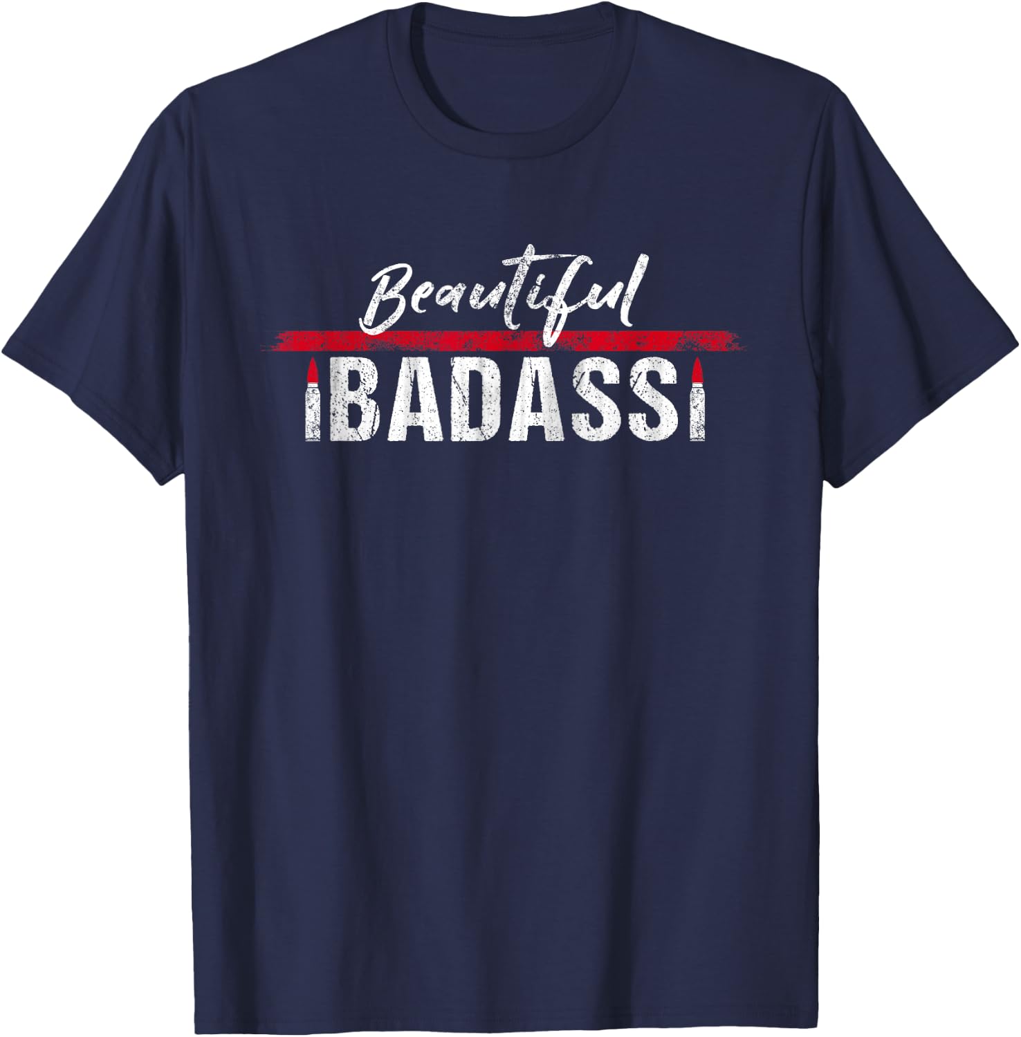 Beautiful Badass Lipstick Ammo T-Shirt - T-Shirt | Navy