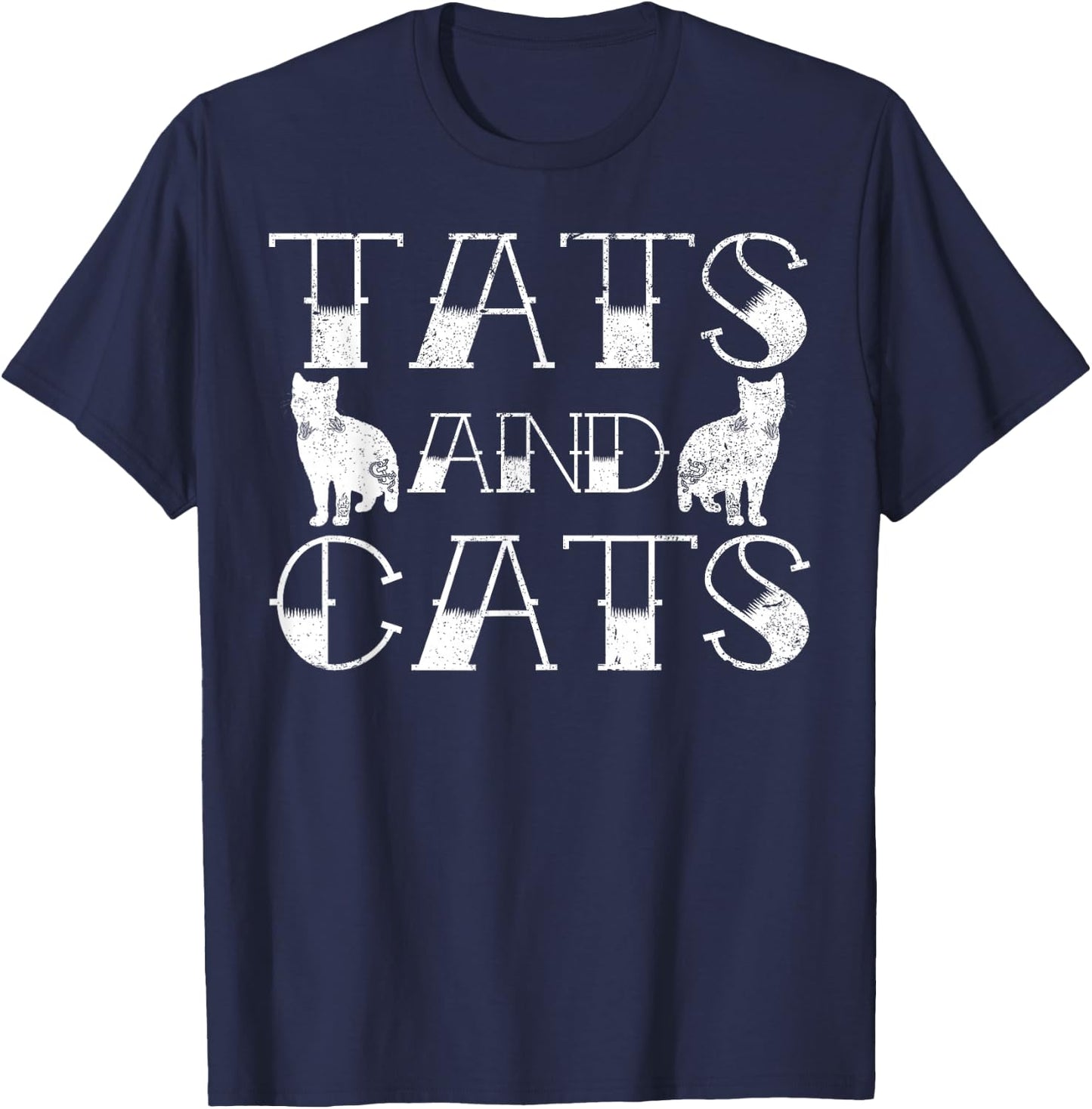 Tats and Cats Kitten & Tattoo Lover Gift T-Shirt - T-Shirt | Navy
