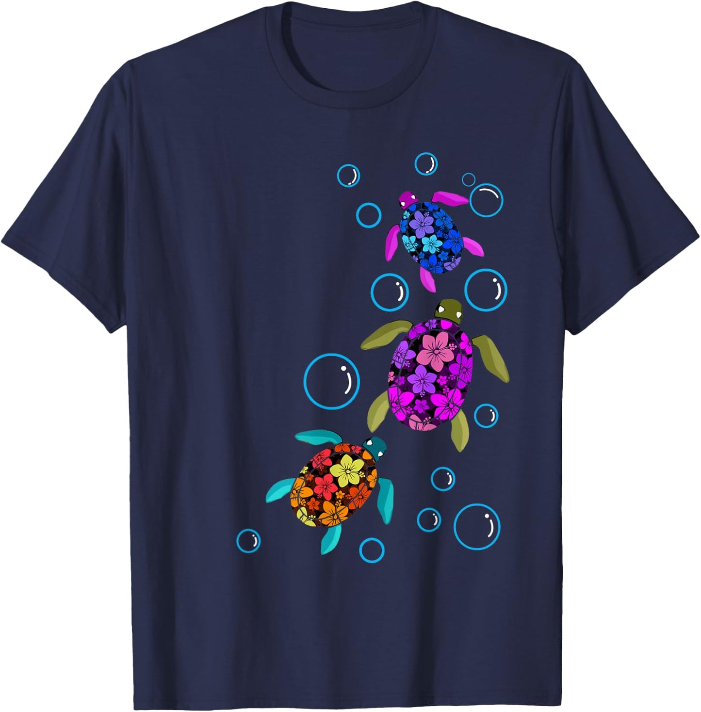 Hawaiian Sea Turtle Shirt Tropical Colors T-Shirt - T-Shirt | Navy