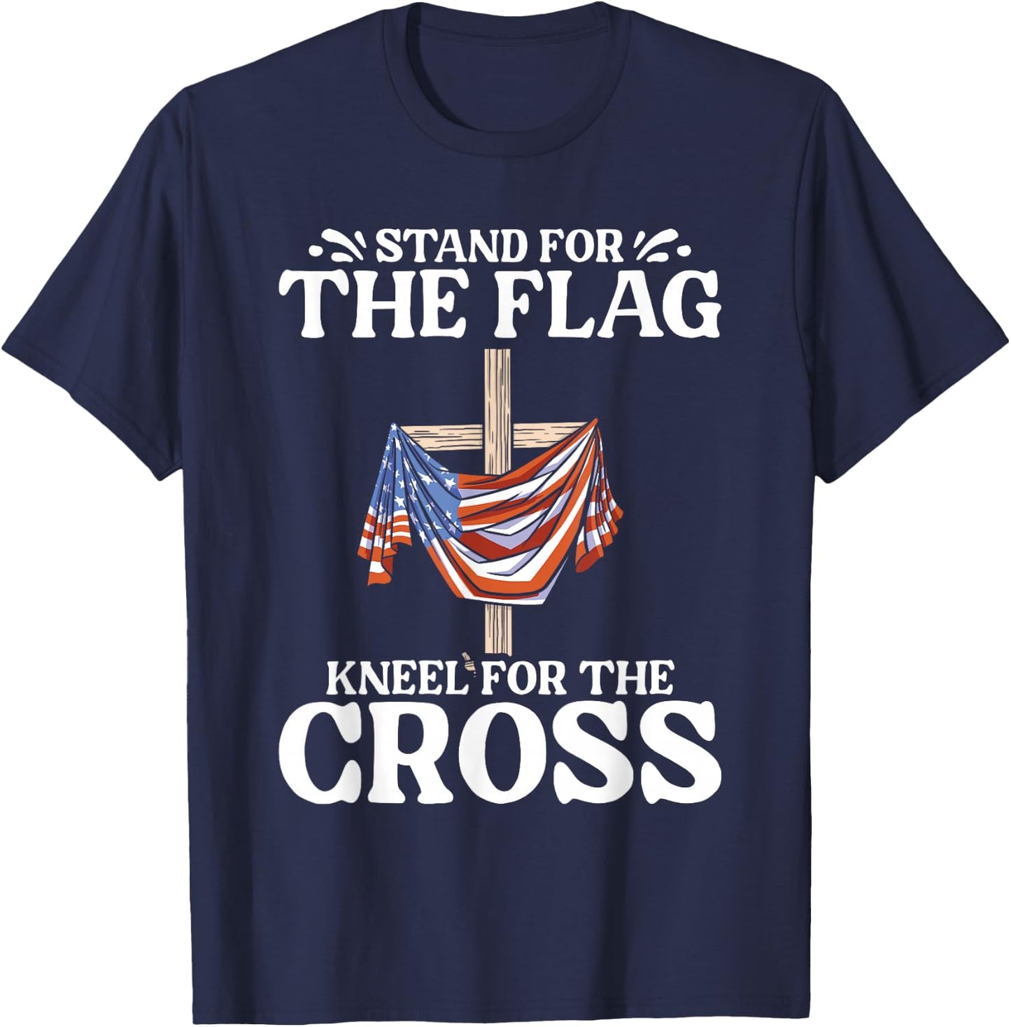 USA Flag Religious Quote 4th of July for Christian Faith T-Shirt - T-Shirt | Navy
