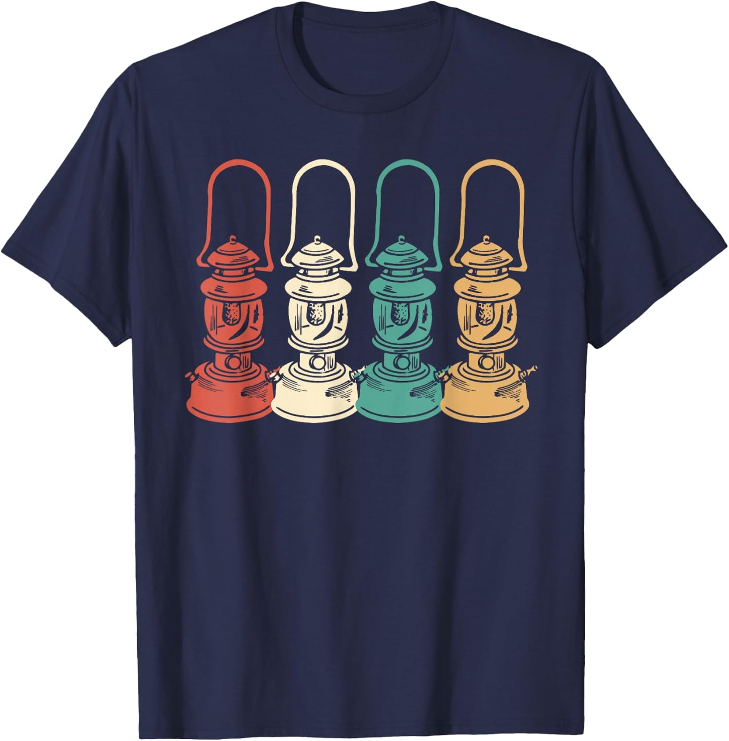 Vintage Camping Light Retro Camp Lantern T-Shirt - T-Shirt | Navy