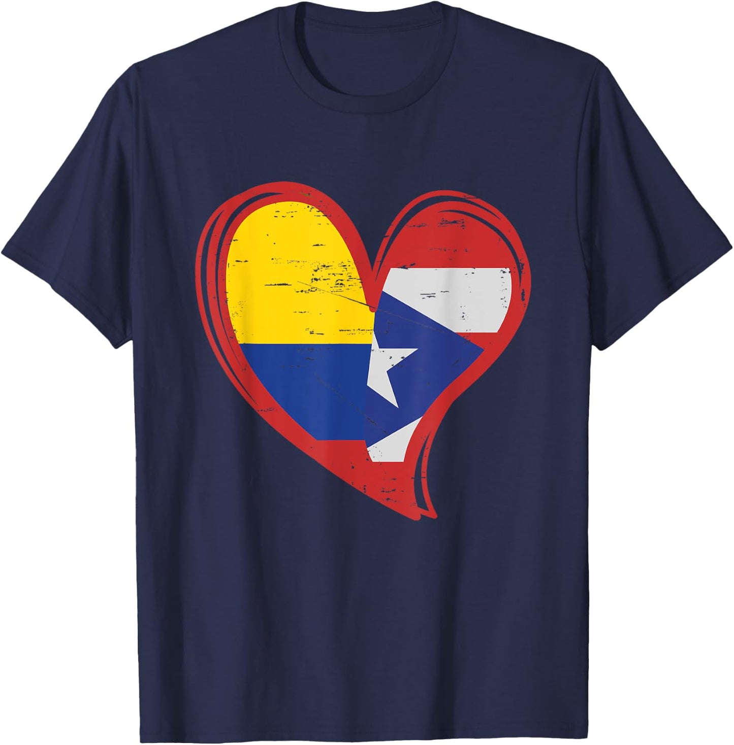 Colombian Puerto Rican Flag graphic Vintage PR Colombia T-Shirt - T-Shirt | Navy