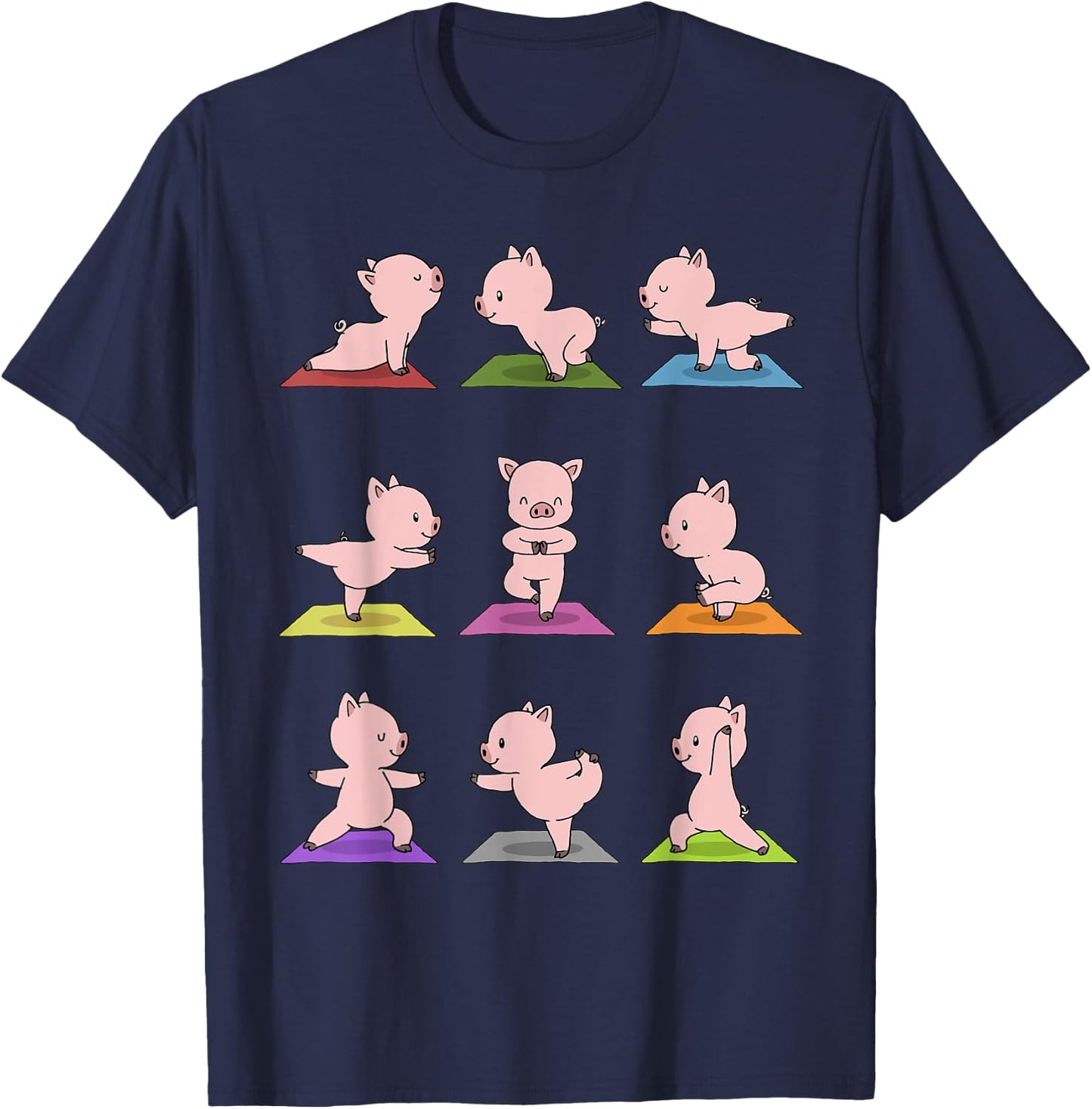Pig Yoga Funny Piglets In Yoga Poses Sports T-Shirt - T-Shirt | Navy