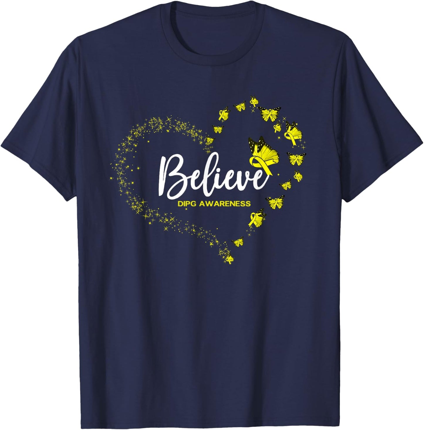 DIPG Awareness Butterfly Believe T-Shirt - T-Shirt | Navy